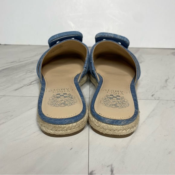 Vince Camuto Jinannie Stonewash Denim Square Toe Espadrille Mule 7 1/2 M - Picture 3 of 13